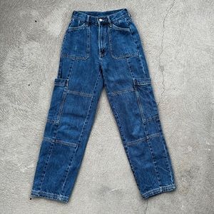 Urban Outfitters BDG High Rise Baggy Cargo Jeans Sz 24 Utility Carpenter UO